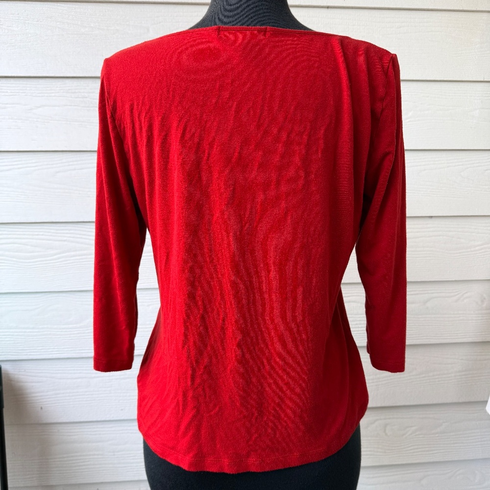 Lauren Ralph Lauren |โ Red Stretch Long Sleeve Top | Size L - Picture 2 of 8